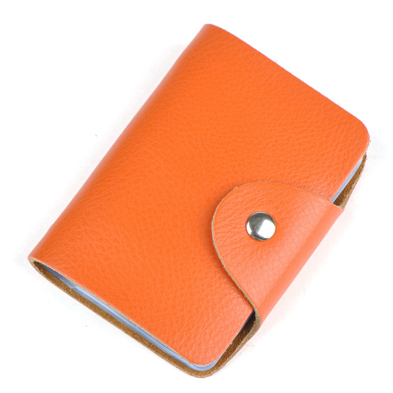 Women's & Men's & Genuine Leather Business Clamp Cowhide Card Holder