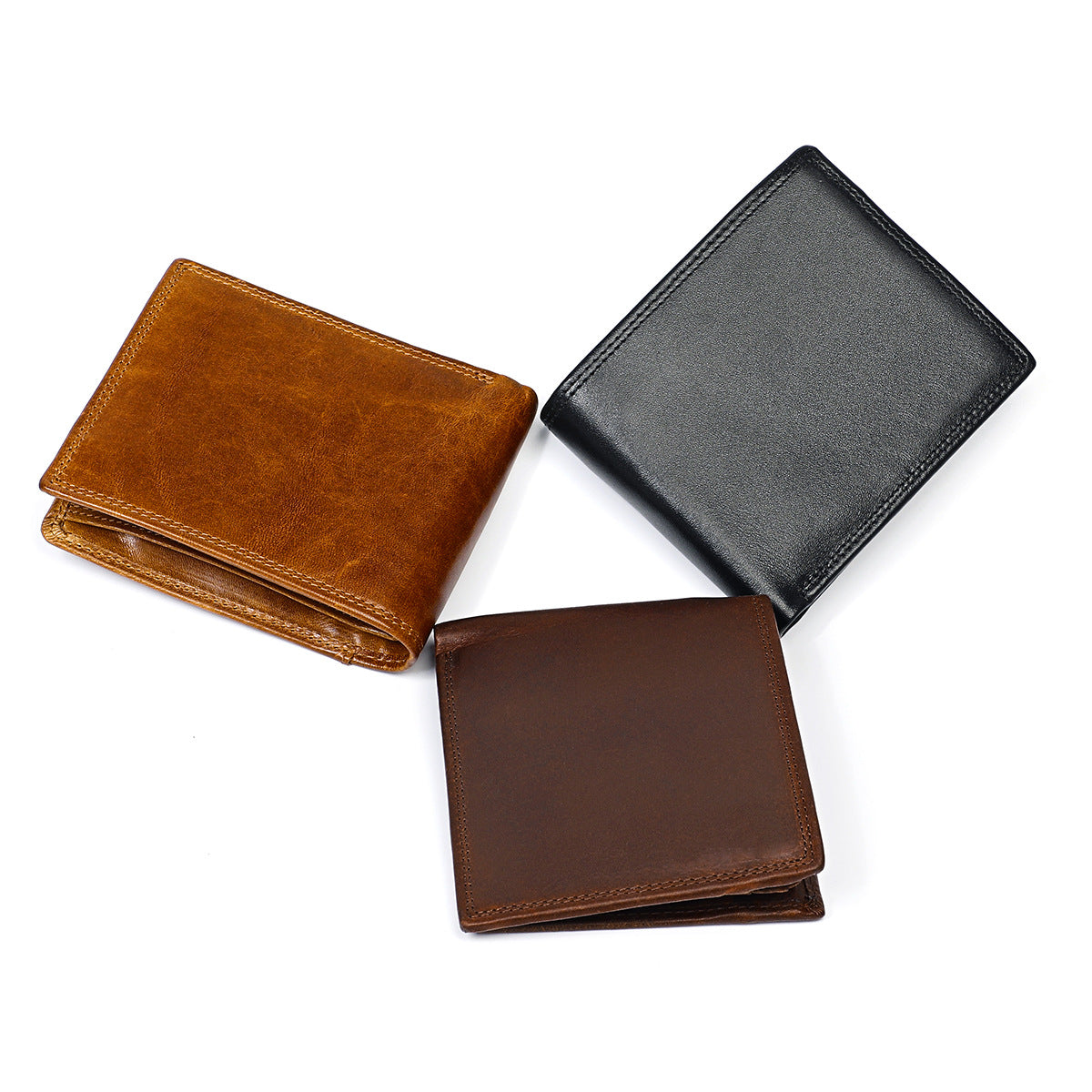 Men's Retro Crazy Horse Cowhide Order Genuine Men's Wallets