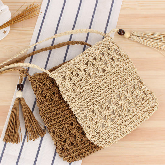 Simple Hollow Tassel Straw Hand-woven Summer Bags