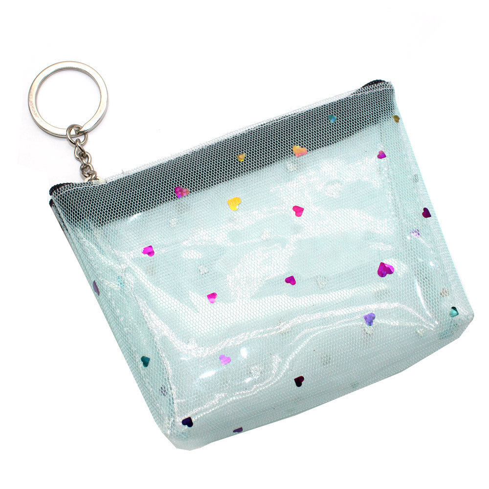 Durable Love Transparent Mesh Zipper Activity Coin Purses