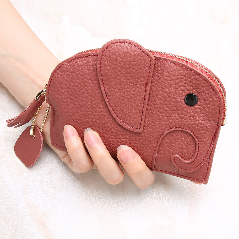 Genuine Leather Elephant Mini Creative Female Coin Purses