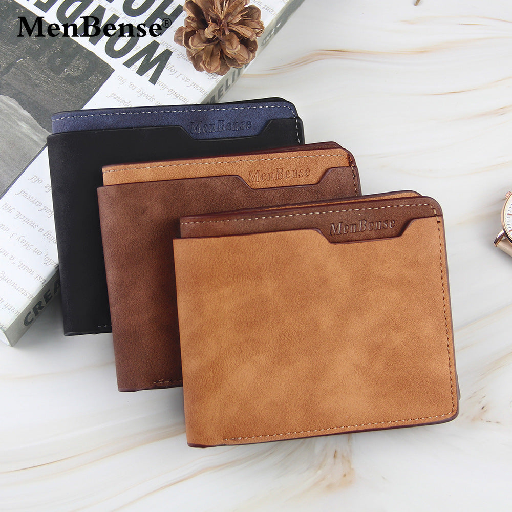 Men's Short Matte Leather Fashion Leisure Men's Wallet