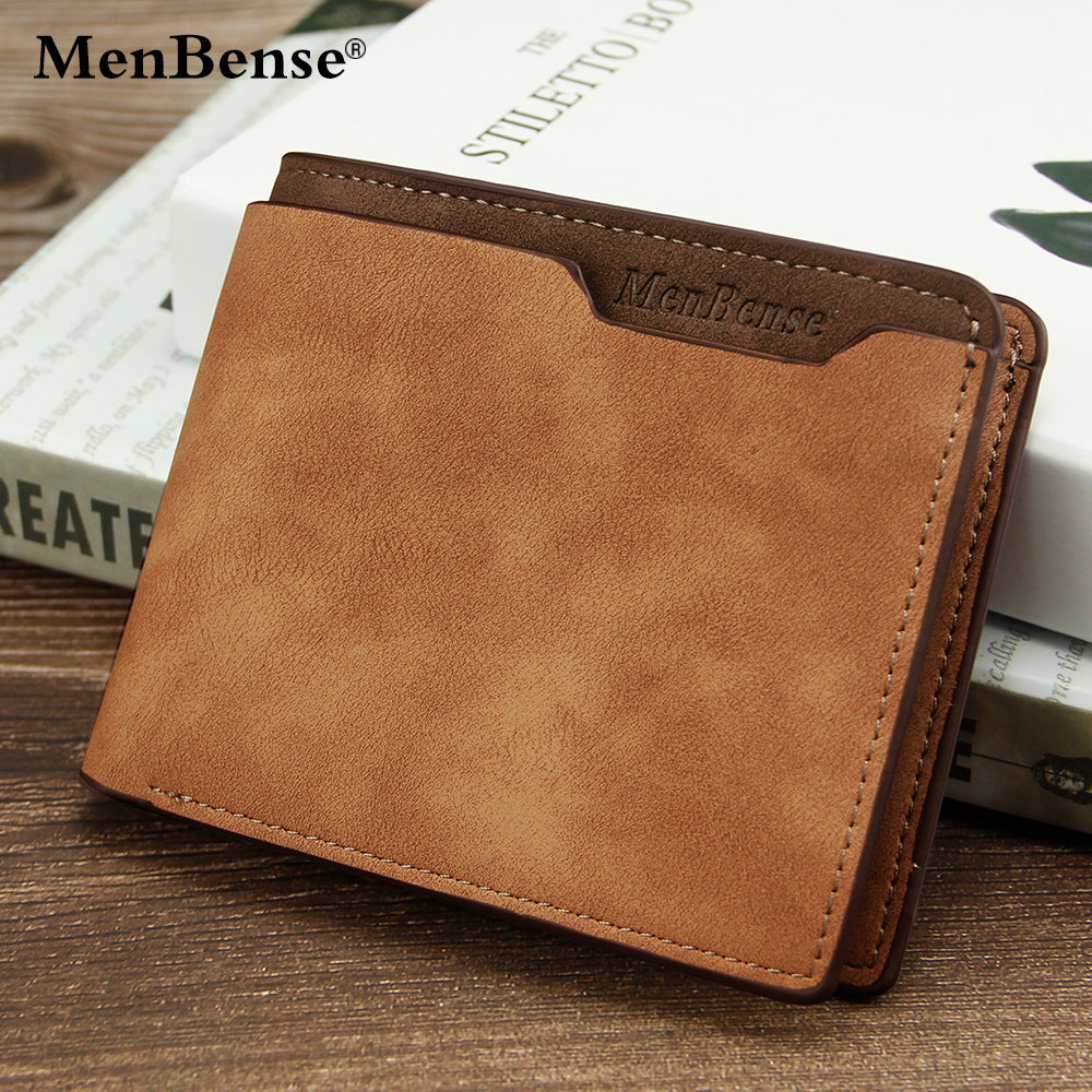 Men's Short Matte Leather Fashion Leisure Men's Wallet