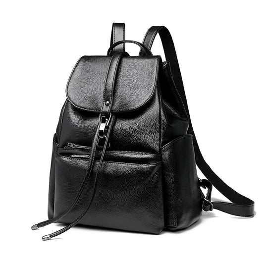 Women's Leather Korean Fashionable Simple Versatile Cowhide Backpacks