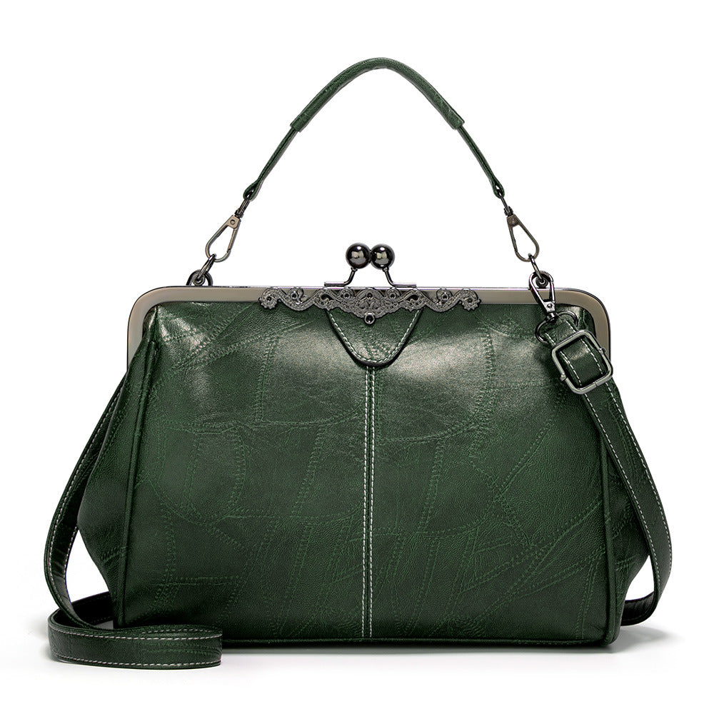 Women's Fashion Clip Oily Leather Spanish Bags