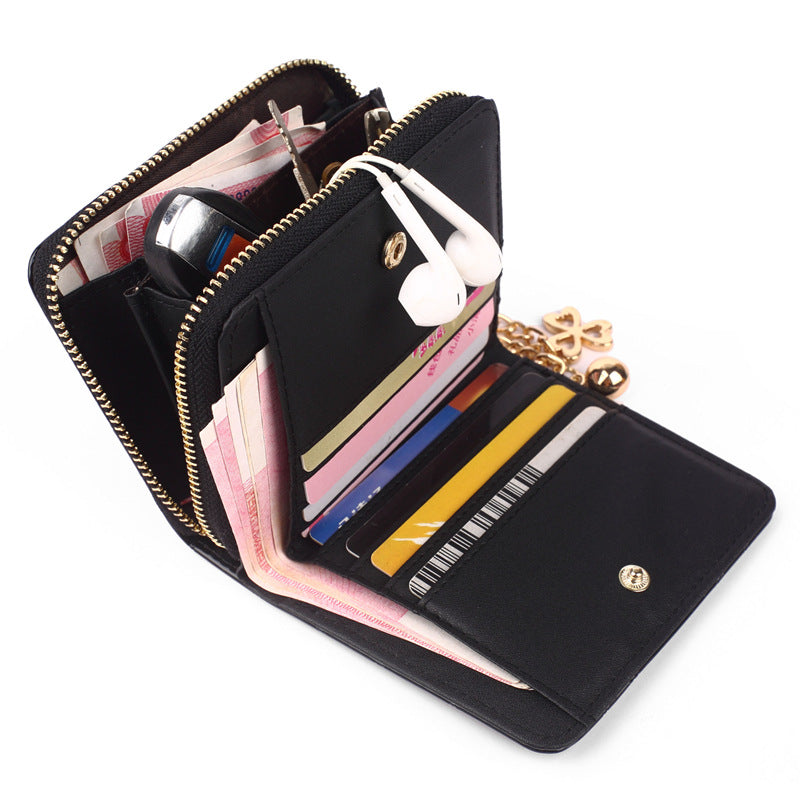Women's Short Zipper Plaid Patent Leather Ladies Wallets