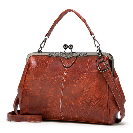 Women's Fashion Clip Oily Leather Spanish Bags