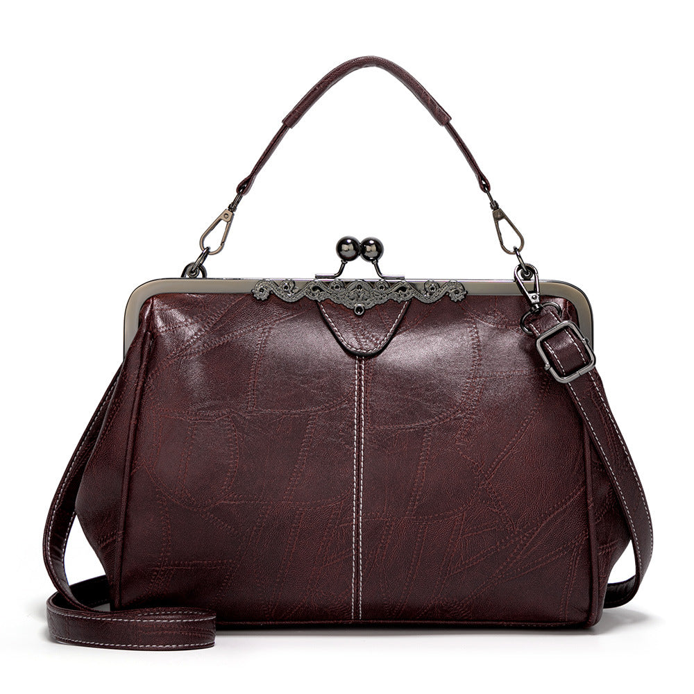Women's Fashion Clip Oily Leather Spanish Bags