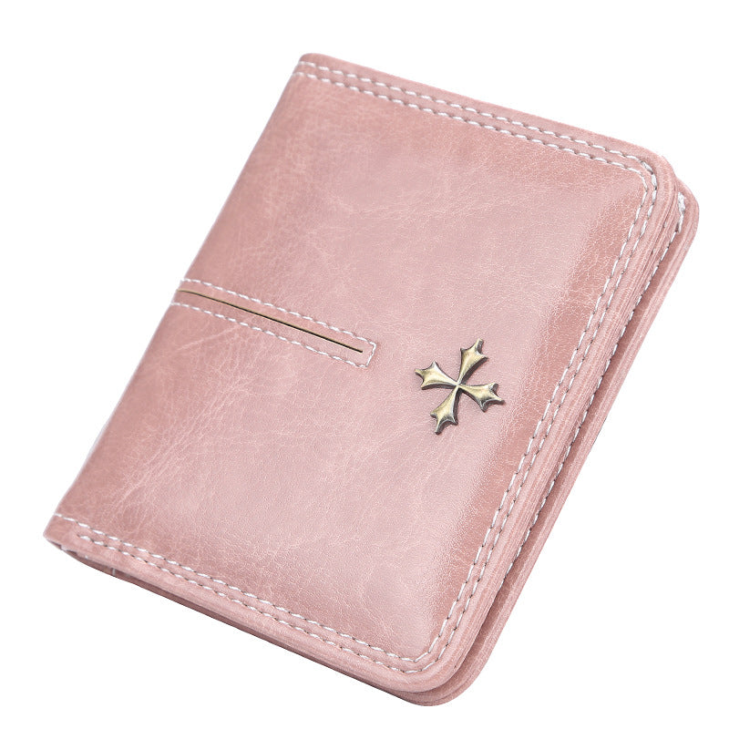 Women's Short High-grade Multiple Slots Oil Wax Leather Fashion Ladies Wallet