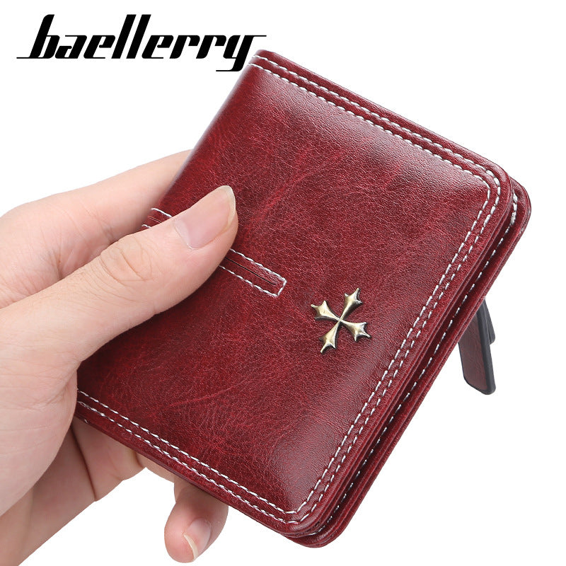 Women's Short High-grade Multiple Slots Oil Wax Leather Fashion Ladies Wallet