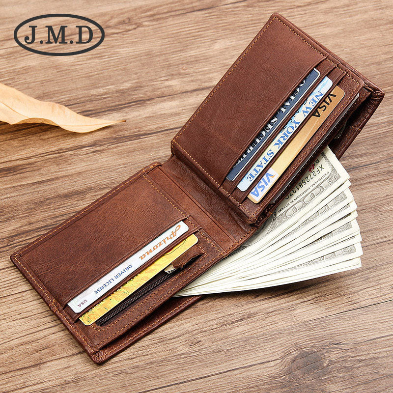Men's Retro Leather Short Multi Slots American Men's Wallets