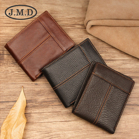 Men's Retro Leather Short Multi Slots American Men's Wallets