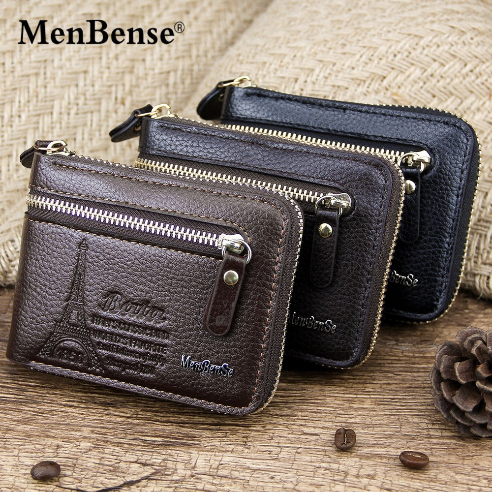 Men's Short Fashion Zipper Two Fold Retro Men's Wallets