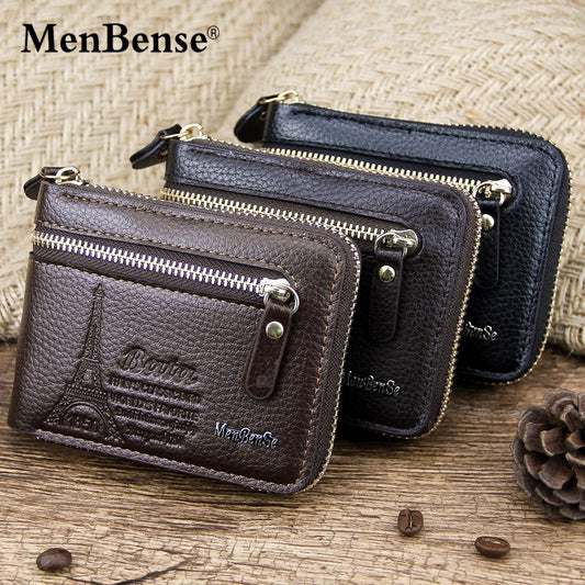 Men's Short Fashion Zipper Two Fold Retro Men's Wallets