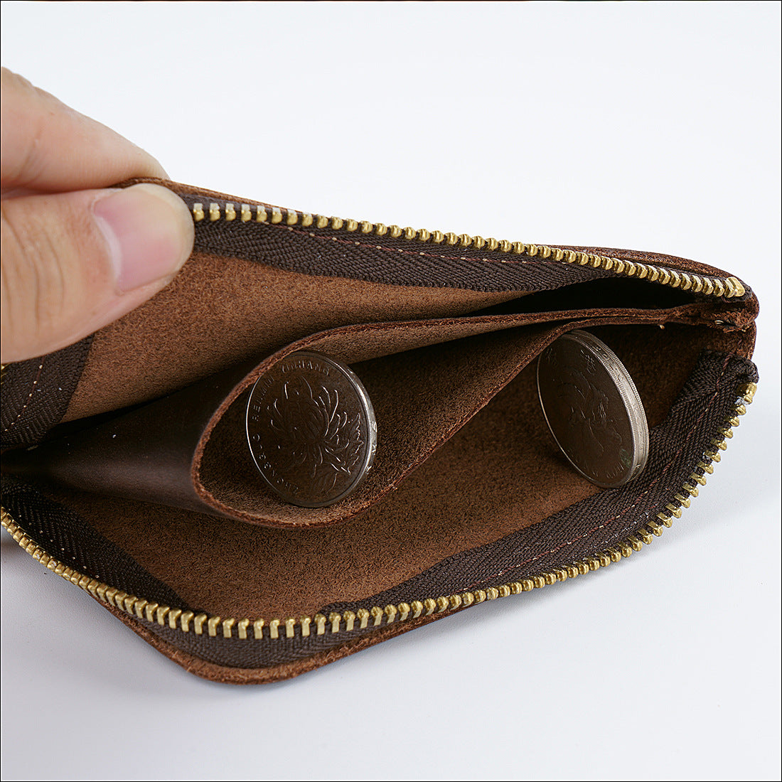 Simple Handmade Genuine Leather Short Retro Card Holder
