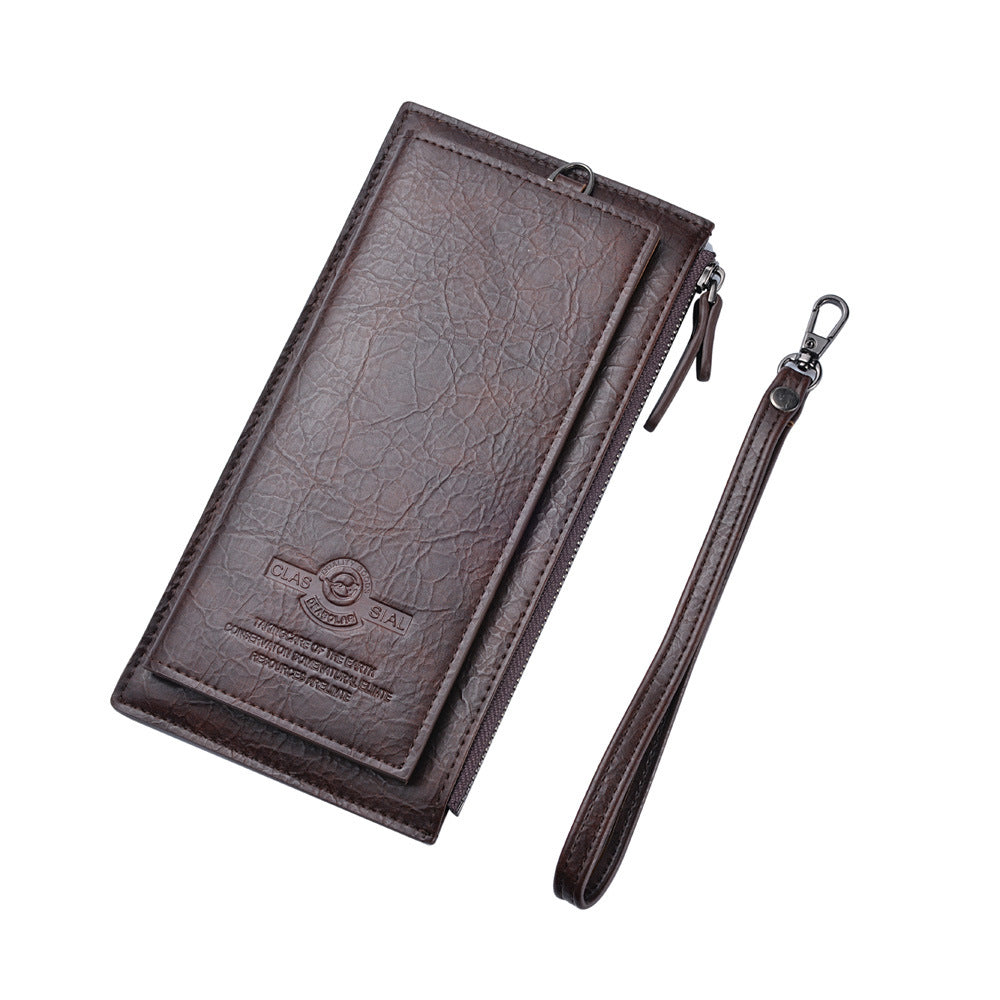 Men's Retro Long Zipper Multiple Slots Hand Strap Men's Wallet
