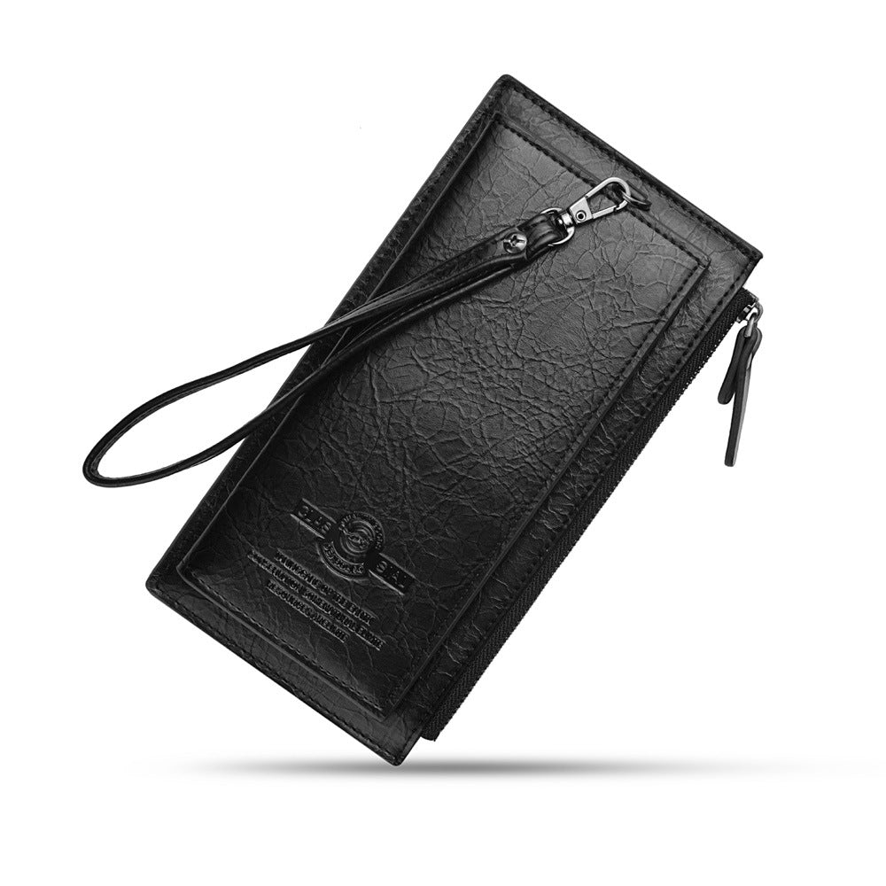 Men's Retro Long Zipper Multiple Slots Hand Strap Men's Wallet