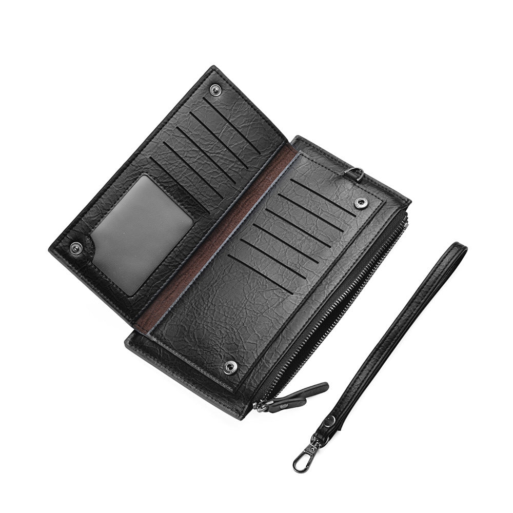 Men's Retro Long Zipper Multiple Slots Hand Strap Men's Wallet