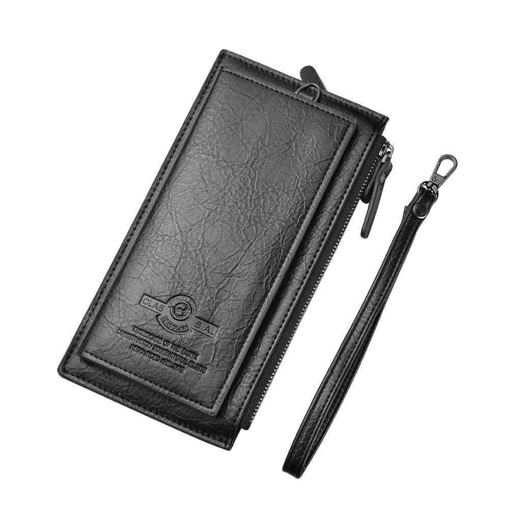 Men's Retro Long Zipper Multiple Slots Hand Strap Men's Wallet