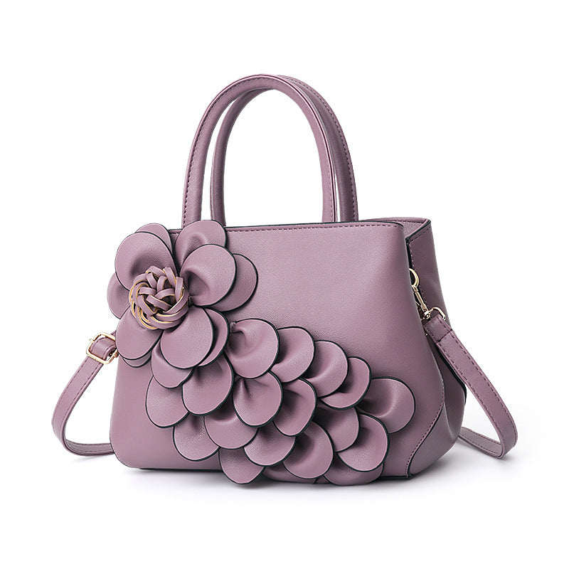 Women's Color College Style Foreskin Flower Portable Handbags