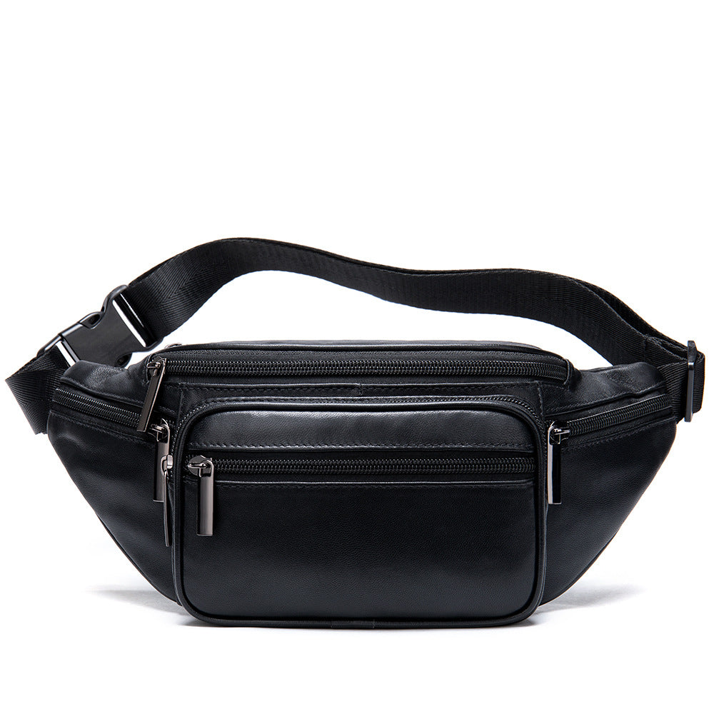 Men's Business Sheepskin Pocket Black Mobile Leisure Men's Waist Packs