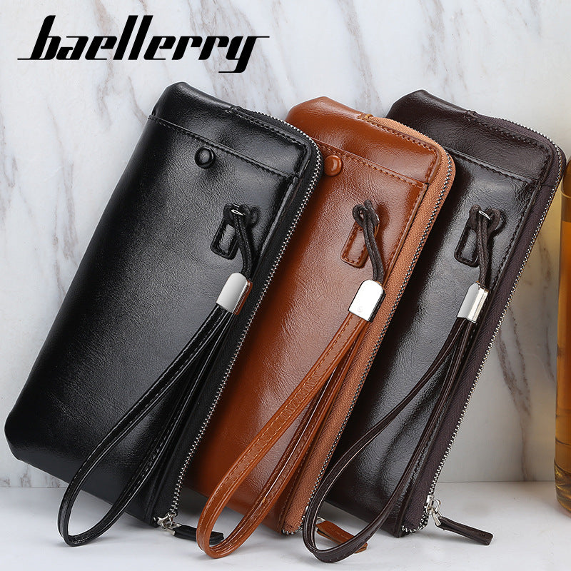 Men's Korean Thin Multiple Slots Zipper Multifunctional Mobile Men's Wallet
