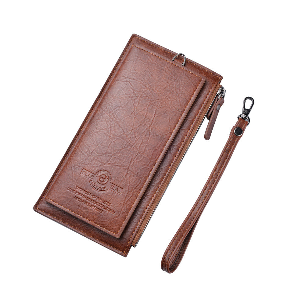 Men's Retro Long Zipper Multiple Slots Hand Strap Men's Wallet