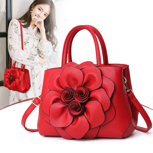 Women's Color College Style Foreskin Flower Portable Handbags