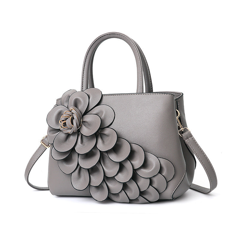 Women's Color College Style Foreskin Flower Portable Handbags