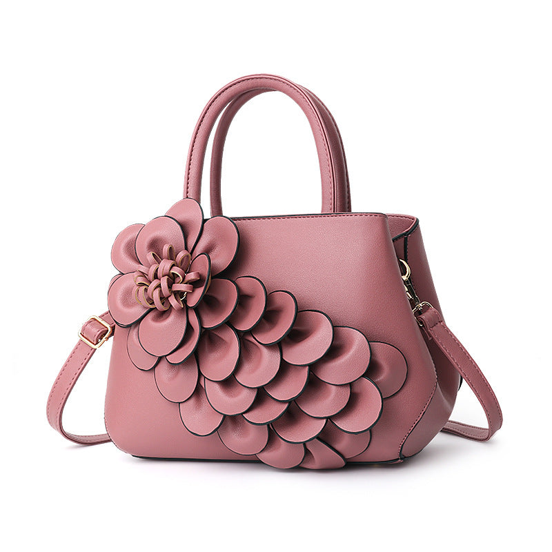 Women's Color College Style Foreskin Flower Portable Handbags