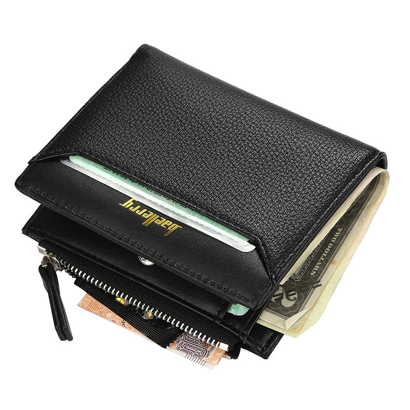 Attractive Men's Fashion Short Zipper Open Men's Wallets