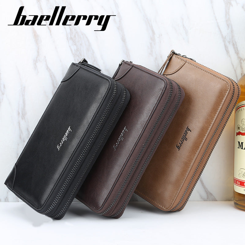 Men's Long Clutch Retro Double Zipper Coin Purses