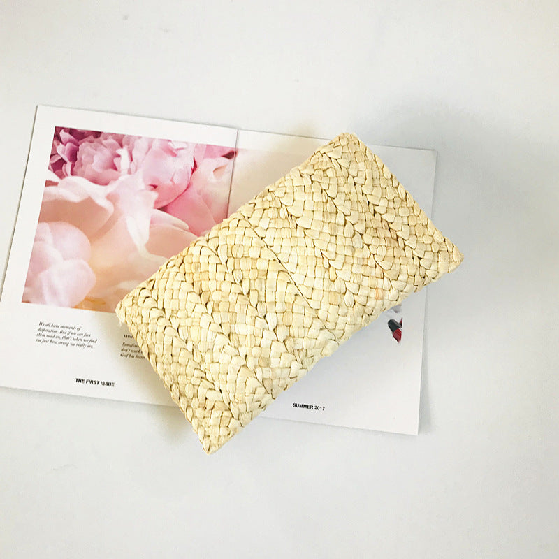 Corn Husk Straw Clutch Female Large Capacity Handbags