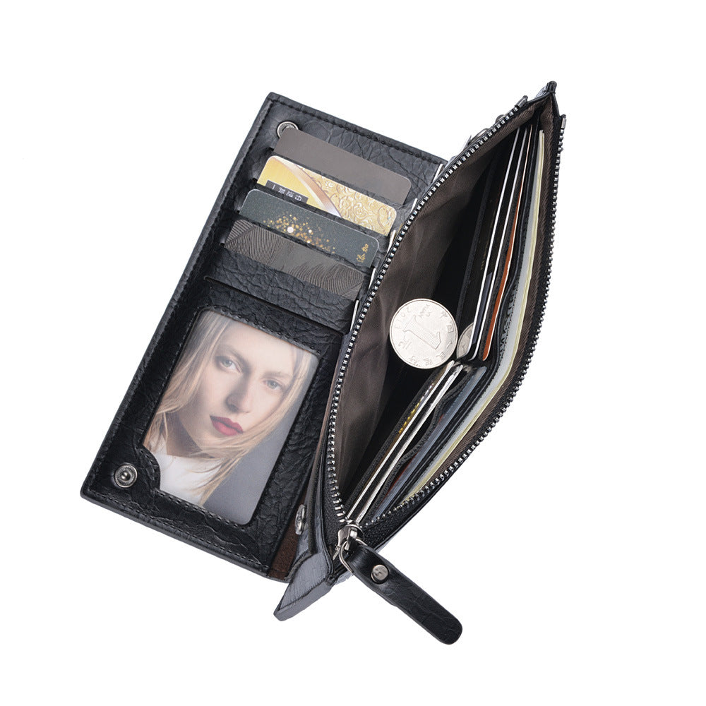 Men's Retro Long Zipper Multiple Slots Hand Strap Men's Wallet