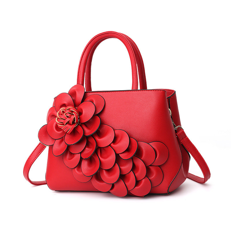 Women's Color College Style Foreskin Flower Portable Handbags