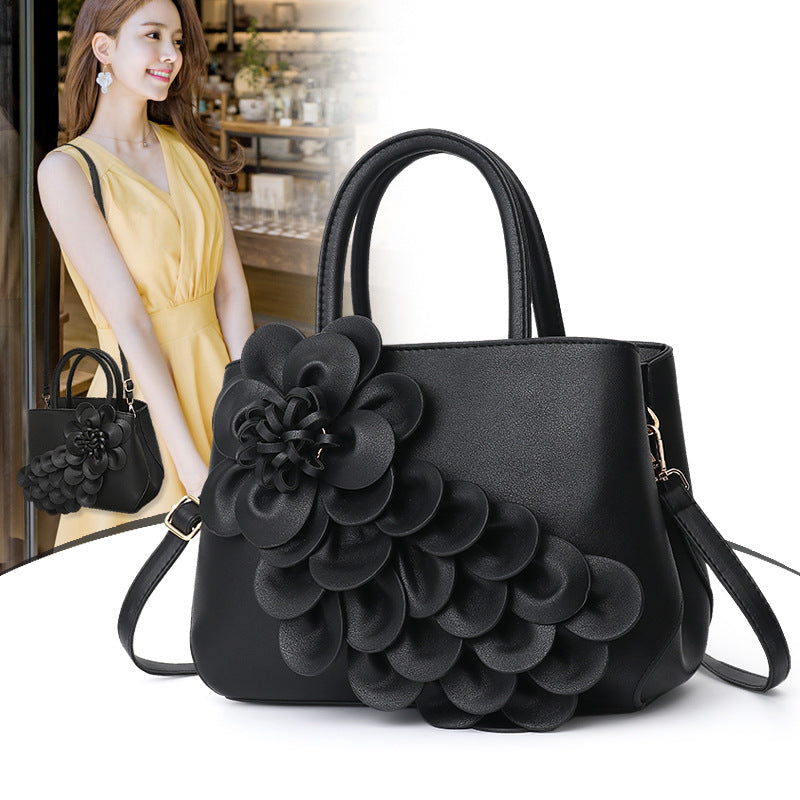 Women's Color College Style Foreskin Flower Portable Handbags