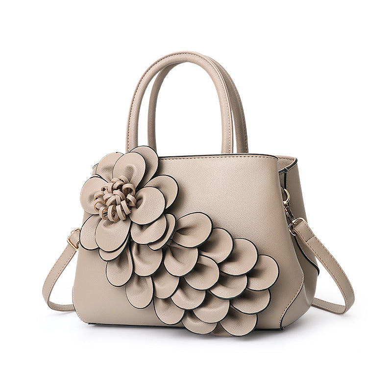 Women's Color College Style Foreskin Flower Portable Handbags