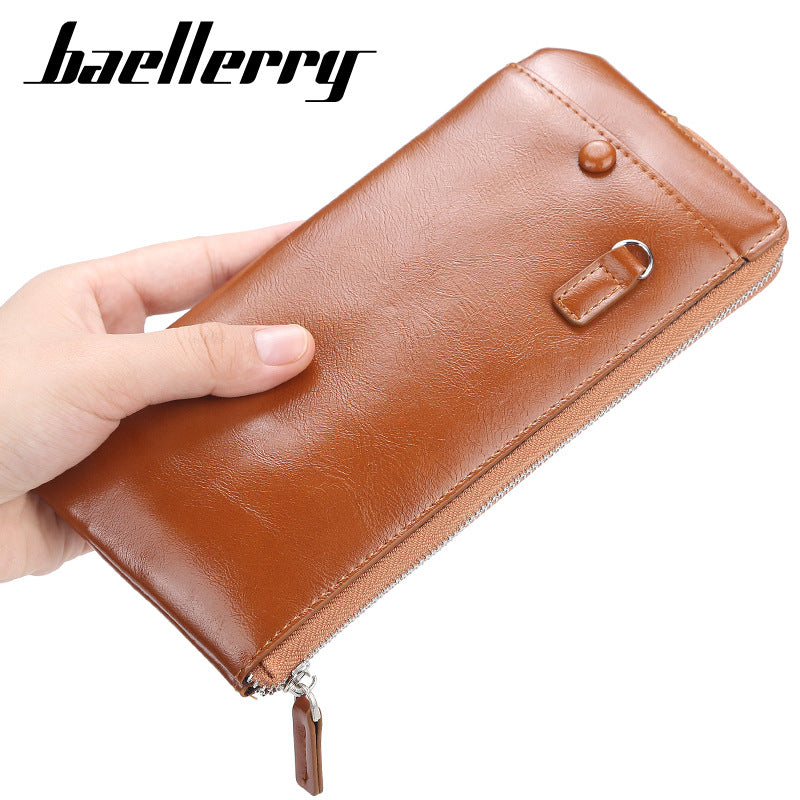 Men's Korean Thin Multiple Slots Zipper Multifunctional Mobile Men's Wallet