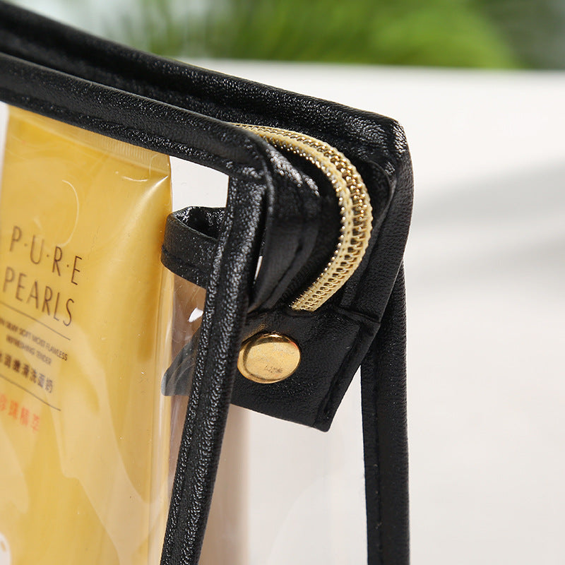 Women's Inkjet Striped Make-up Two-piece Portable Waterproof Buggy Transparent Makeup Bag