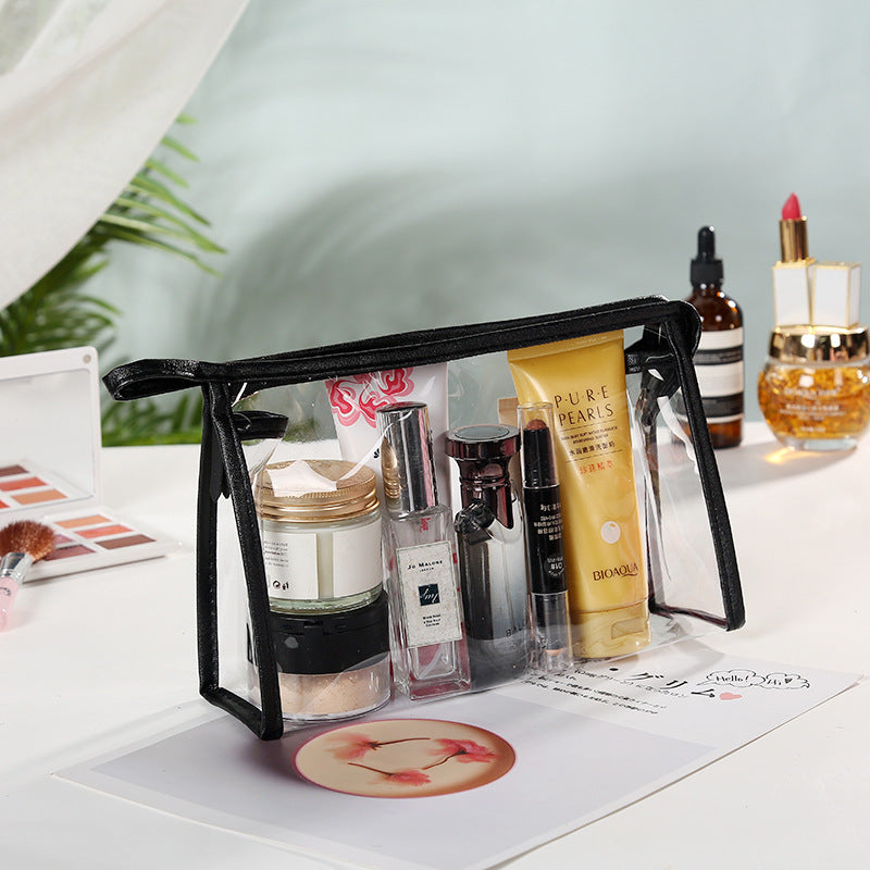 Women's Inkjet Striped Make-up Two-piece Portable Waterproof Buggy Transparent Makeup Bag