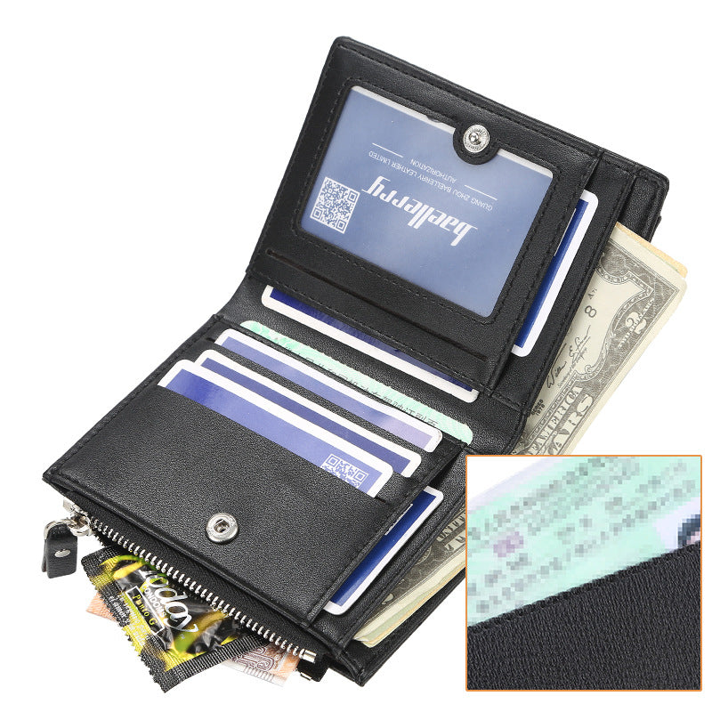 Attractive Men's Fashion Short Zipper Open Men's Wallets