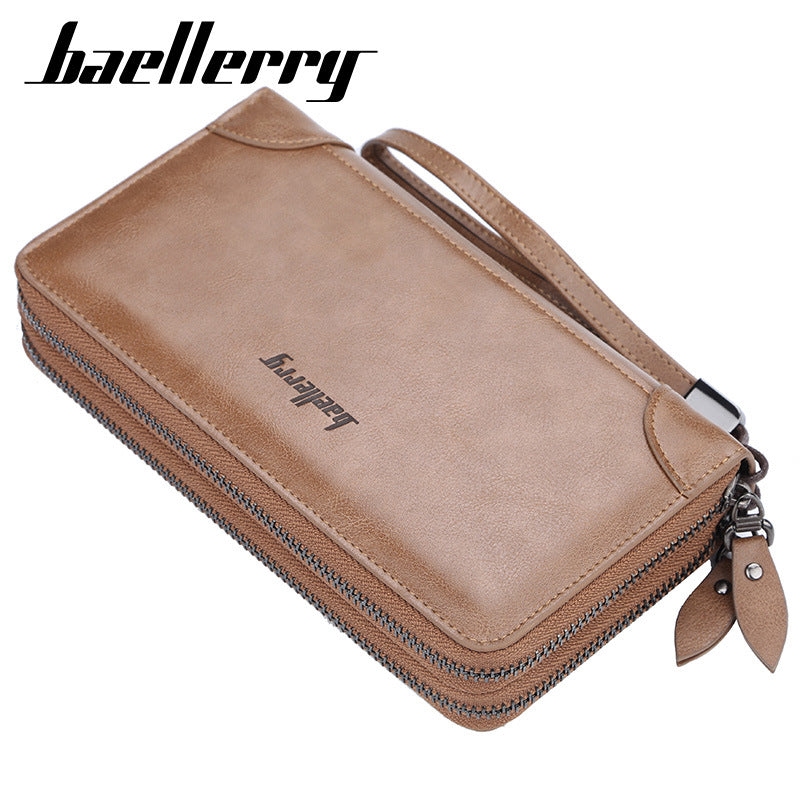 Men's Long Clutch Retro Double Zipper Coin Purses