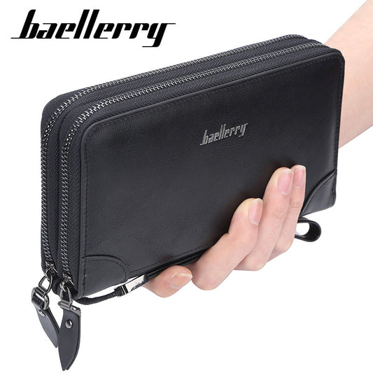 Men's Long Clutch Retro Double Zipper Coin Purses