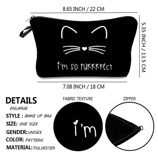 Color Smiley Face Cat Printing Wash Cosmetic Bags
