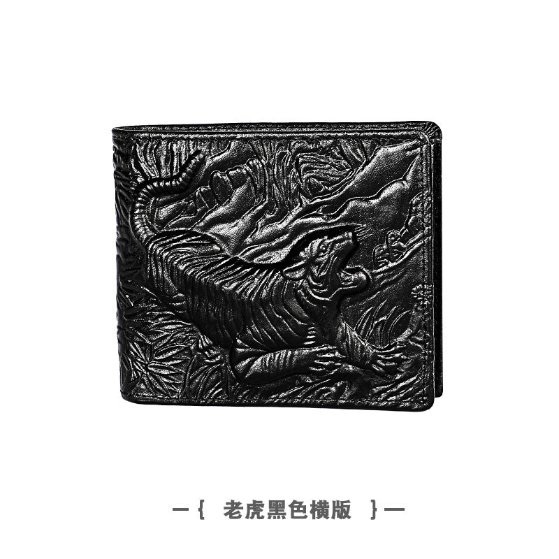 Men's Swiping Genuine Leather Crazy Horse Short Men's Wallets