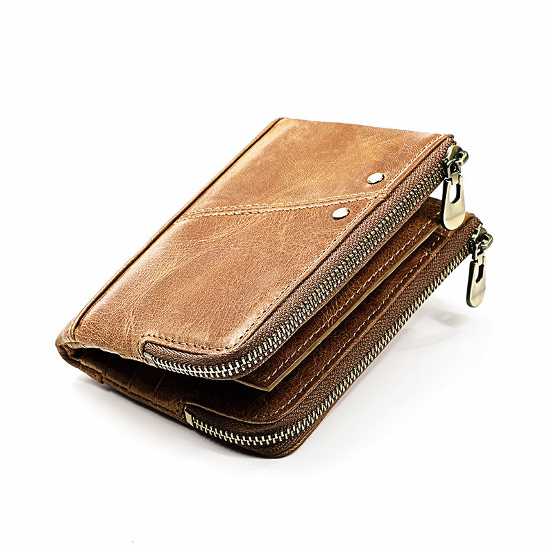 Men's Leather Swiping First Layer Cowhide Business Men's Wallet