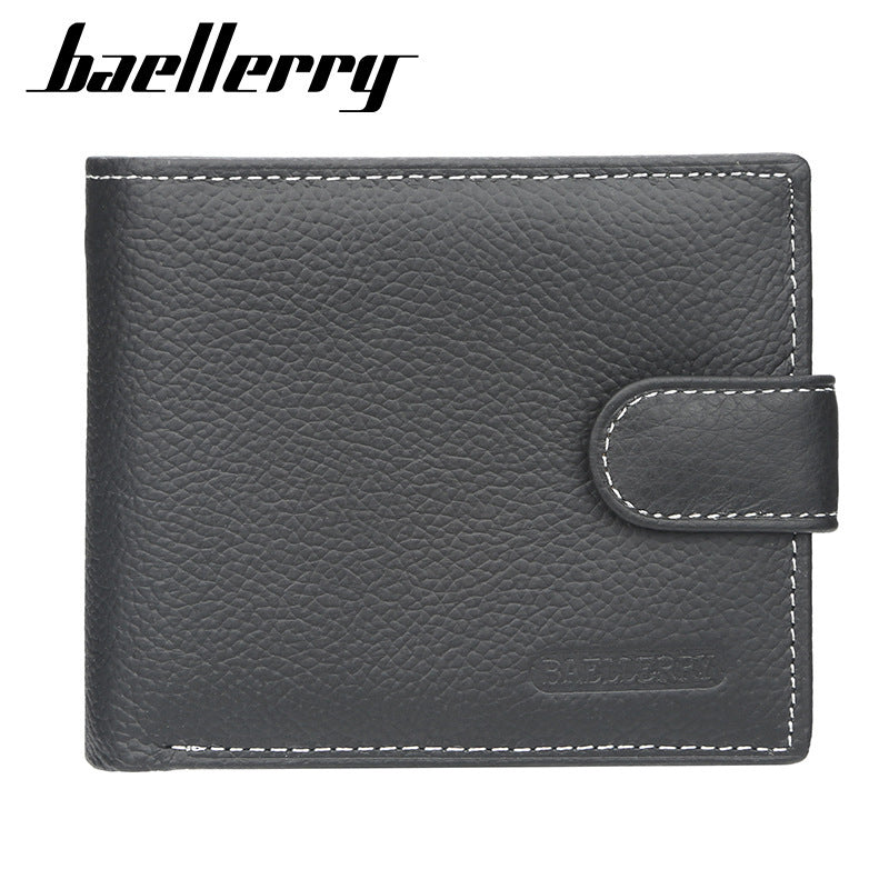 Men's Short Genuine Leather Retro Horizontal Simple Zipper Men's Wallets