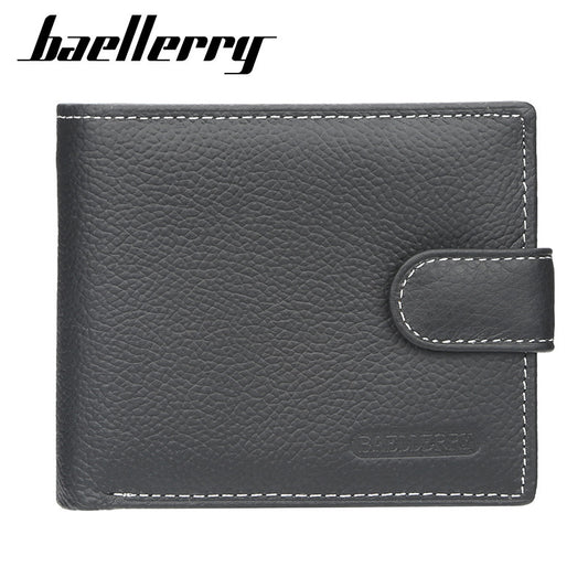 Men's Short Genuine Leather Retro Horizontal Simple Zipper Men's Wallets