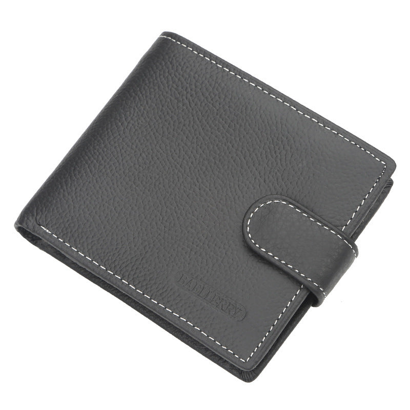 Men's Short Genuine Leather Retro Horizontal Simple Zipper Men's Wallets