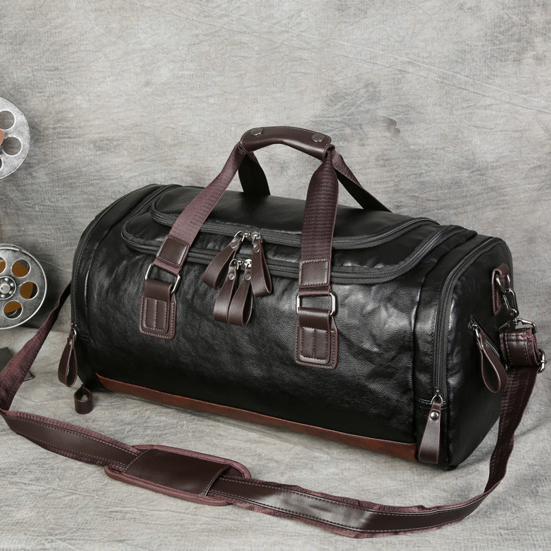 Men's Leather Large Capacity Business Traveling Korean Style Travel Bags